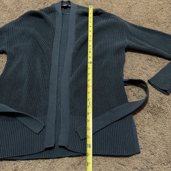 Loft Outlet-Open Front Cardigan With Ties-Sz S-Cotton-Blue Gray Color-Worn 1X - Picture 11 of 15